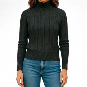 Tahari Cable Knit Long Sleeve Mock Neck Dolman‎ Sleeve Sweater Sz Small
